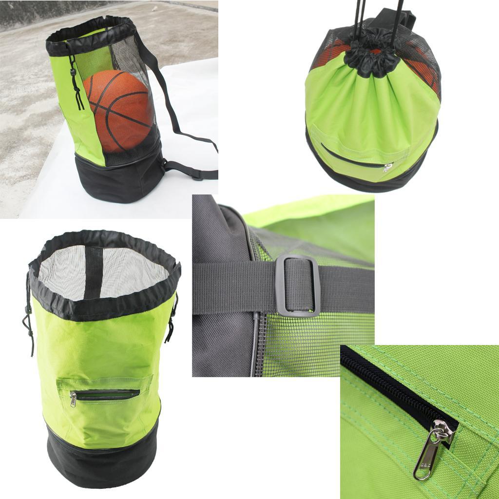 Basketball Carry Bag Mesh Sports Equipment Backpack Shoulder Strap Green