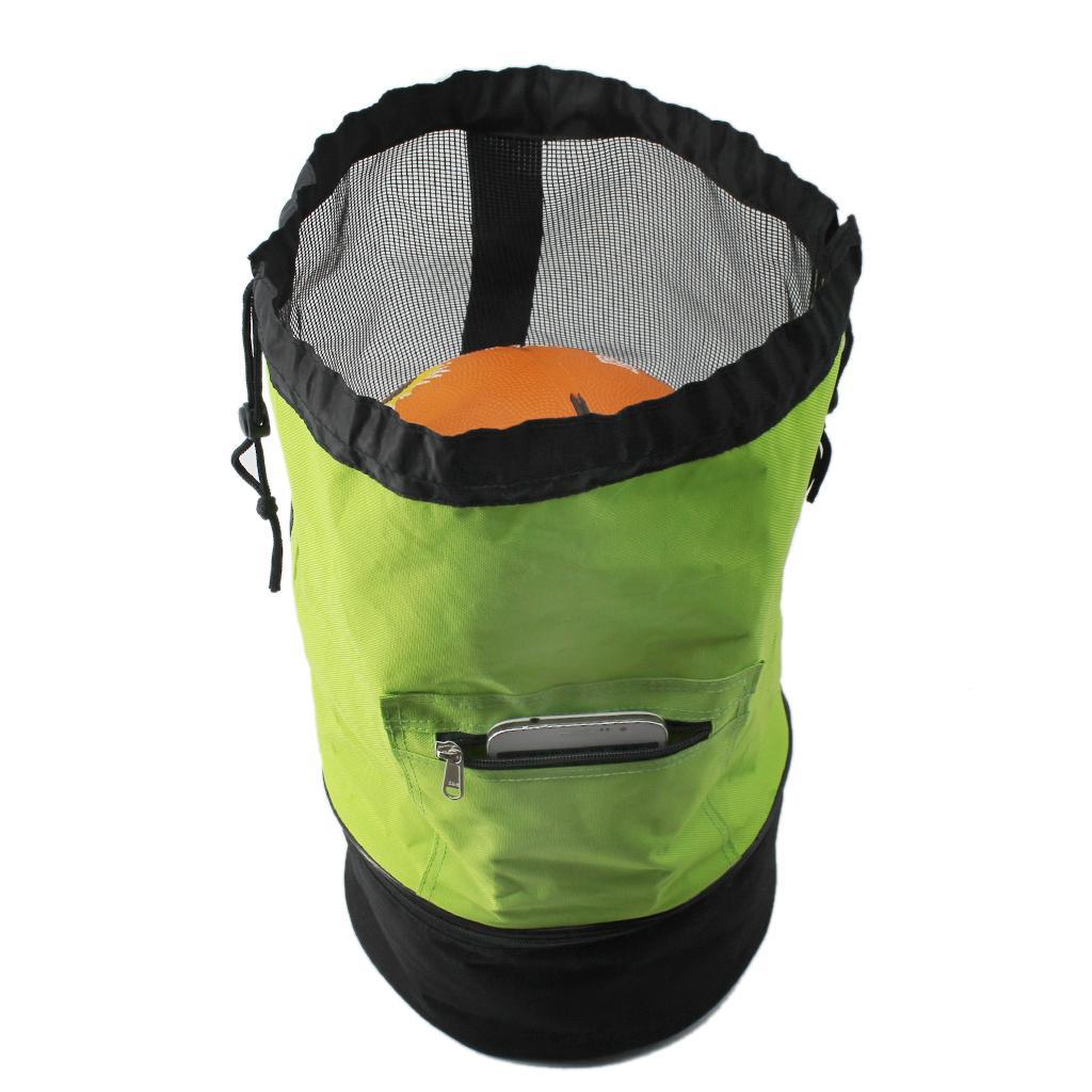 Basketball Carry Bag Mesh Sports Equipment Backpack Shoulder Strap Green