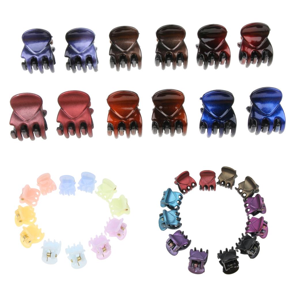 12Pieces Fashion Women Resin Mini Hairpin 6 Claws Girls Hair Clip Clamp 01