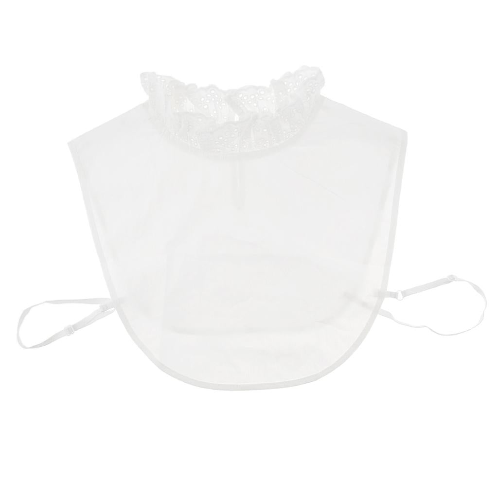 Women False Collar Fake Half Shirt Blouse Detachable Bib White hollow flower