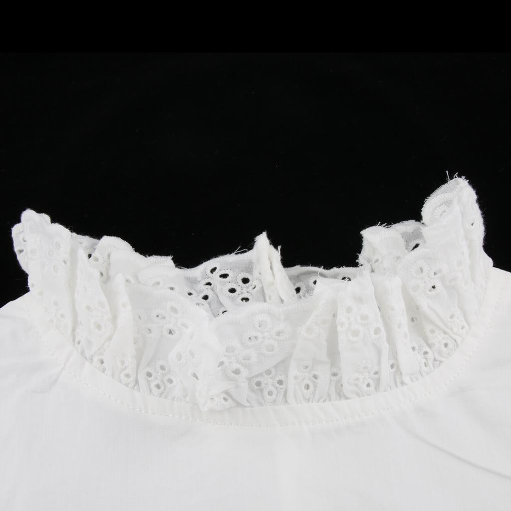 Women False Collar Fake Half Shirt Blouse Detachable Bib White hollow flower