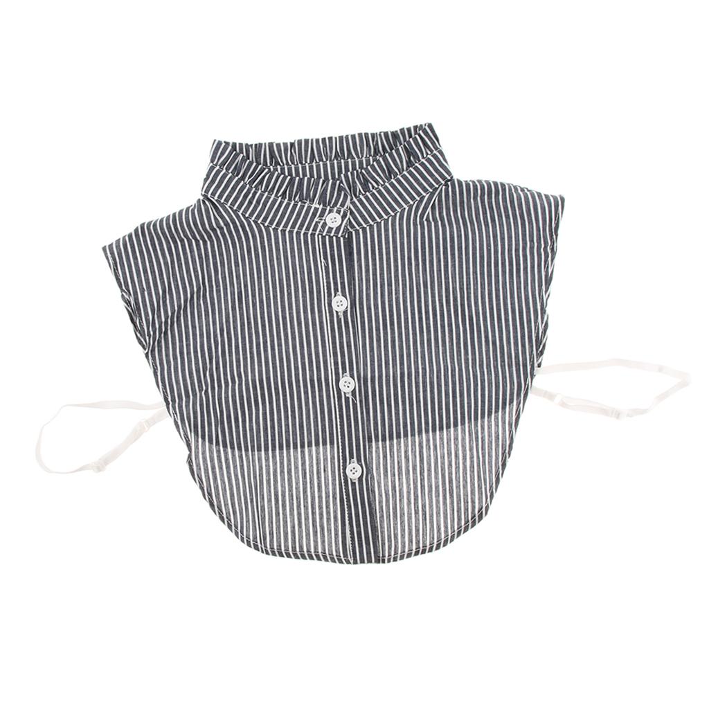 Stripes Detachable Dickey Collar Blouse Half Shirts False Collar Peter Pan Black