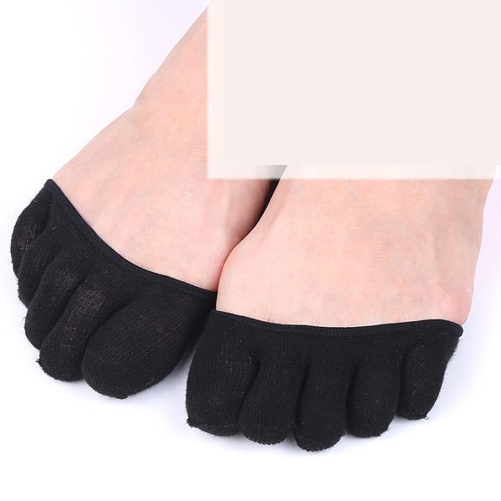 Five Toe Socks Invisible Non-Slip Half Socks No-show Socks for Women Black1