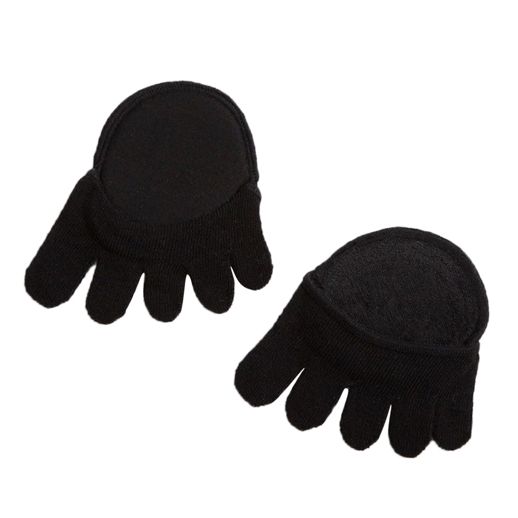 Five Toe Socks Invisible Non-Slip Half Socks No-show Socks for Women Black1