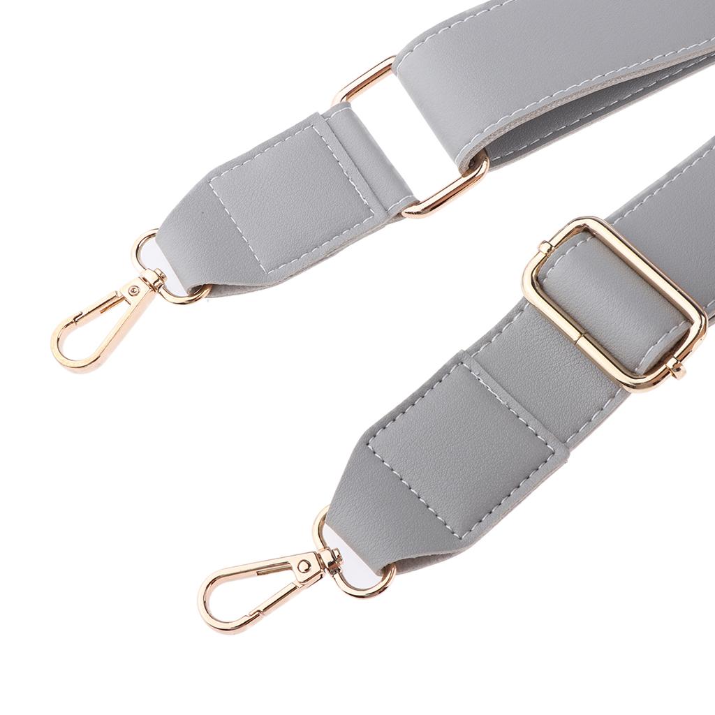 Adjustable Leather Crossbody Bag Bag Strap Replacement Handle with Clips Gray