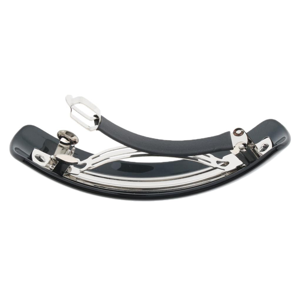 2 Pieces Women Automatic French Large Hair Barrette Ponytail Holder Clip Pin Black