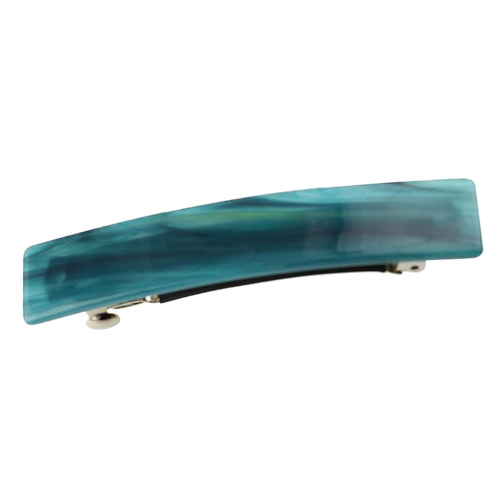 Skinny Long Acrylic French Hair Barrette Ponytail Holders Leopard Dark Green
