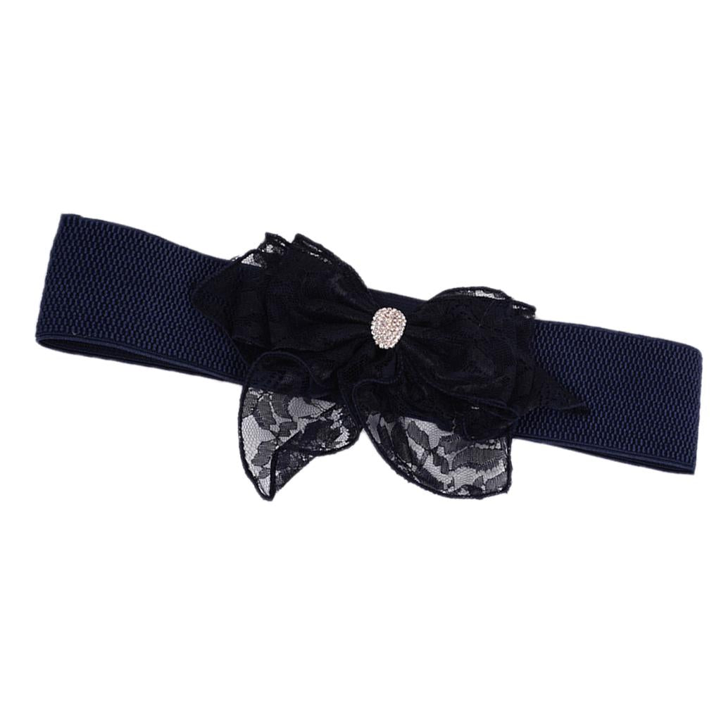 Women Fashion Elastic Wide Bowknot Stretch Buckle Waistband Waist Belt Black