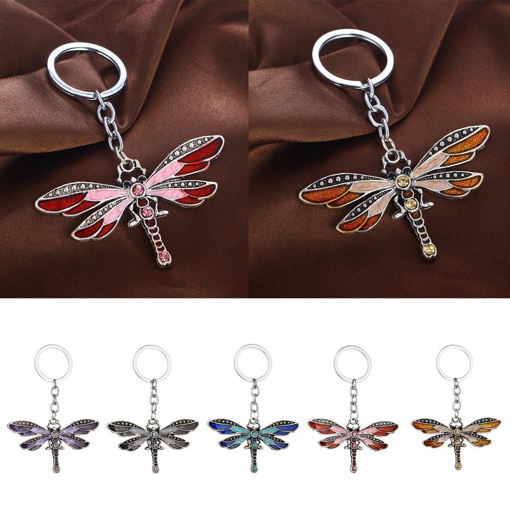 Crystal Butterfly Key Chain Rhinestone Pendant Key Ring for Purse Red