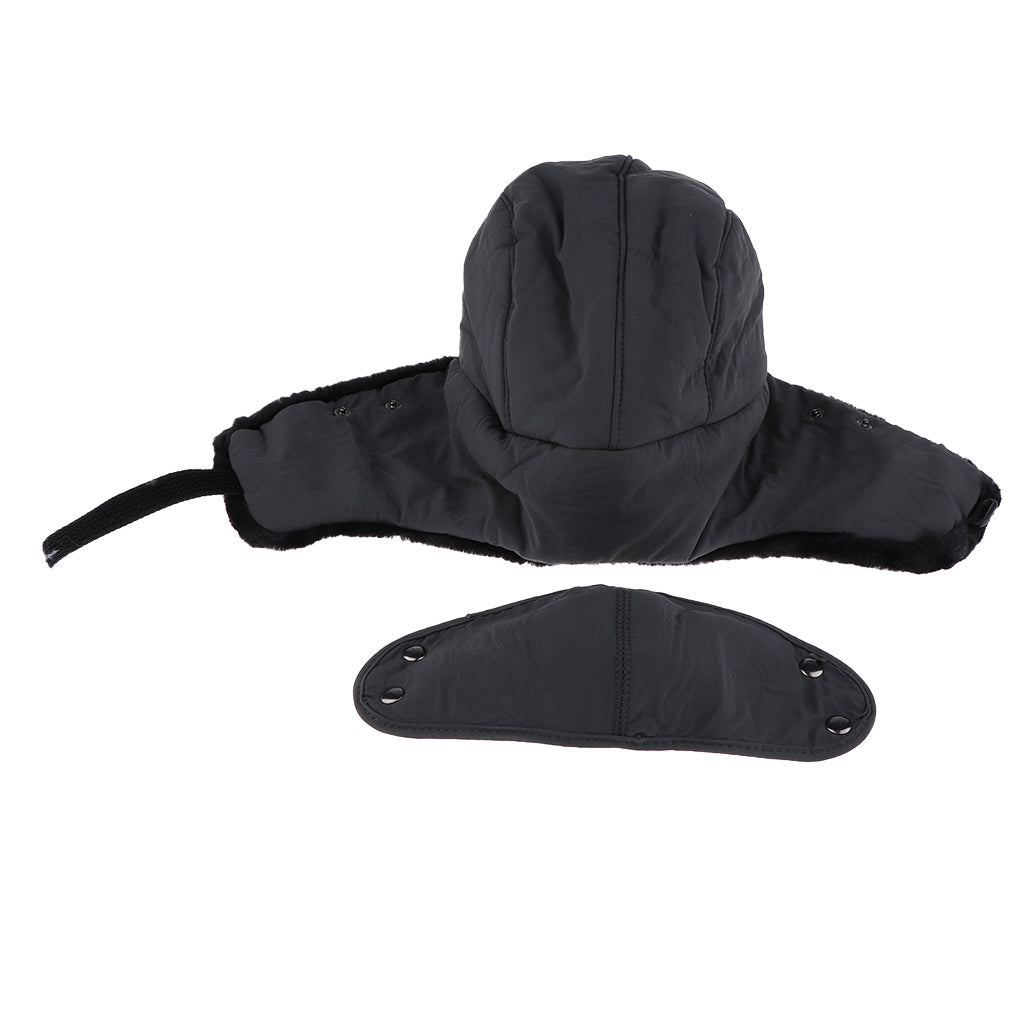 Winter Fur Trapper Hat Windproof Ear Flaps Detachable Mask Snow Hat Gray