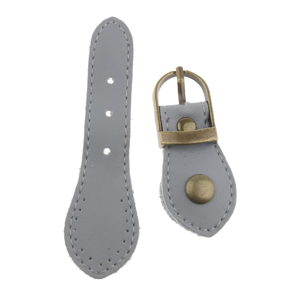 Sew on Genuine Leather Tab Buckles Closure Bag Fastener DIY Replacement Gray