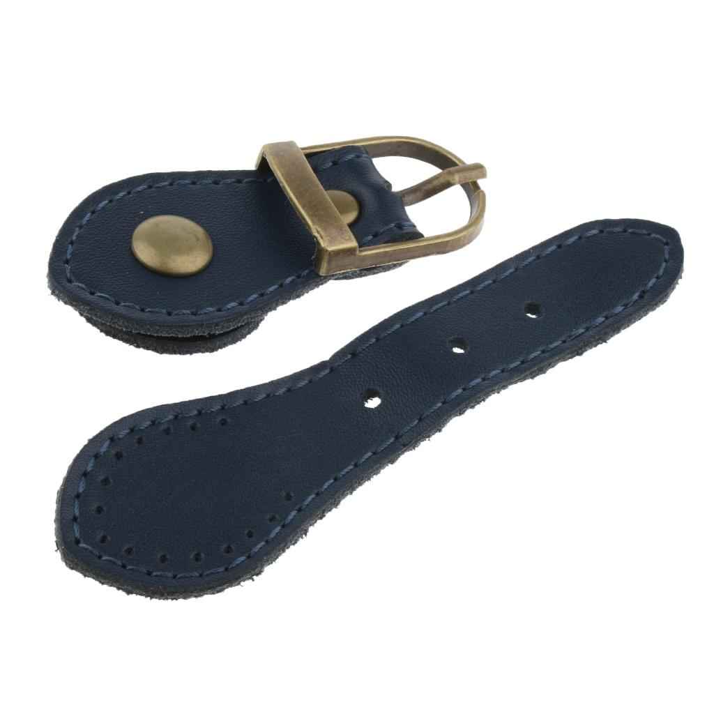 Sew on Genuine Leather Tab Buckles Closure Bag Fastener DIY Replacement Royal Blue