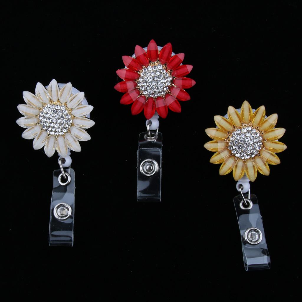 Retractable Badge Holder Keychain Flower ID Badge Reel with Alligator Clip