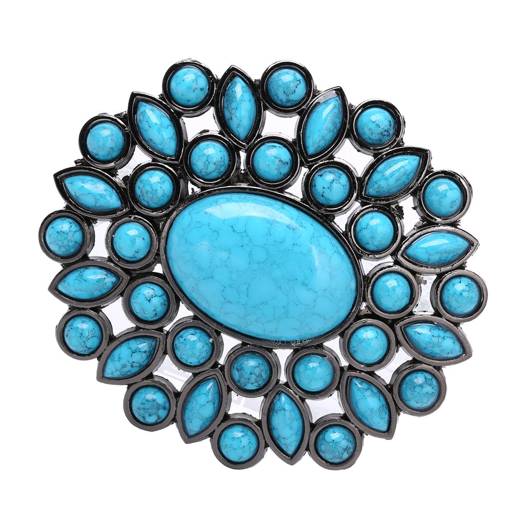 Turquoise Beads Stone Bohemian Belt Buckle Werstern Indian Cowboy Cowgirl
