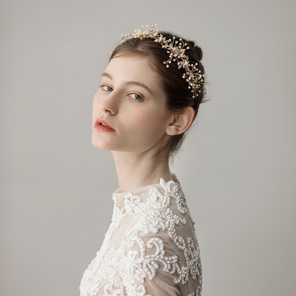 Wedding Bridal Floral Crystal Beads Headband Halo Prom Headpiece Type 4