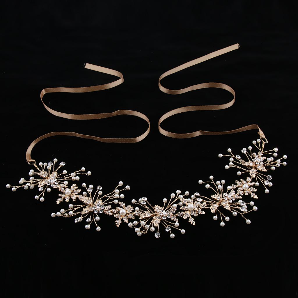 Wedding Bridal Floral Crystal Beads Headband Halo Prom Headpiece Type 4