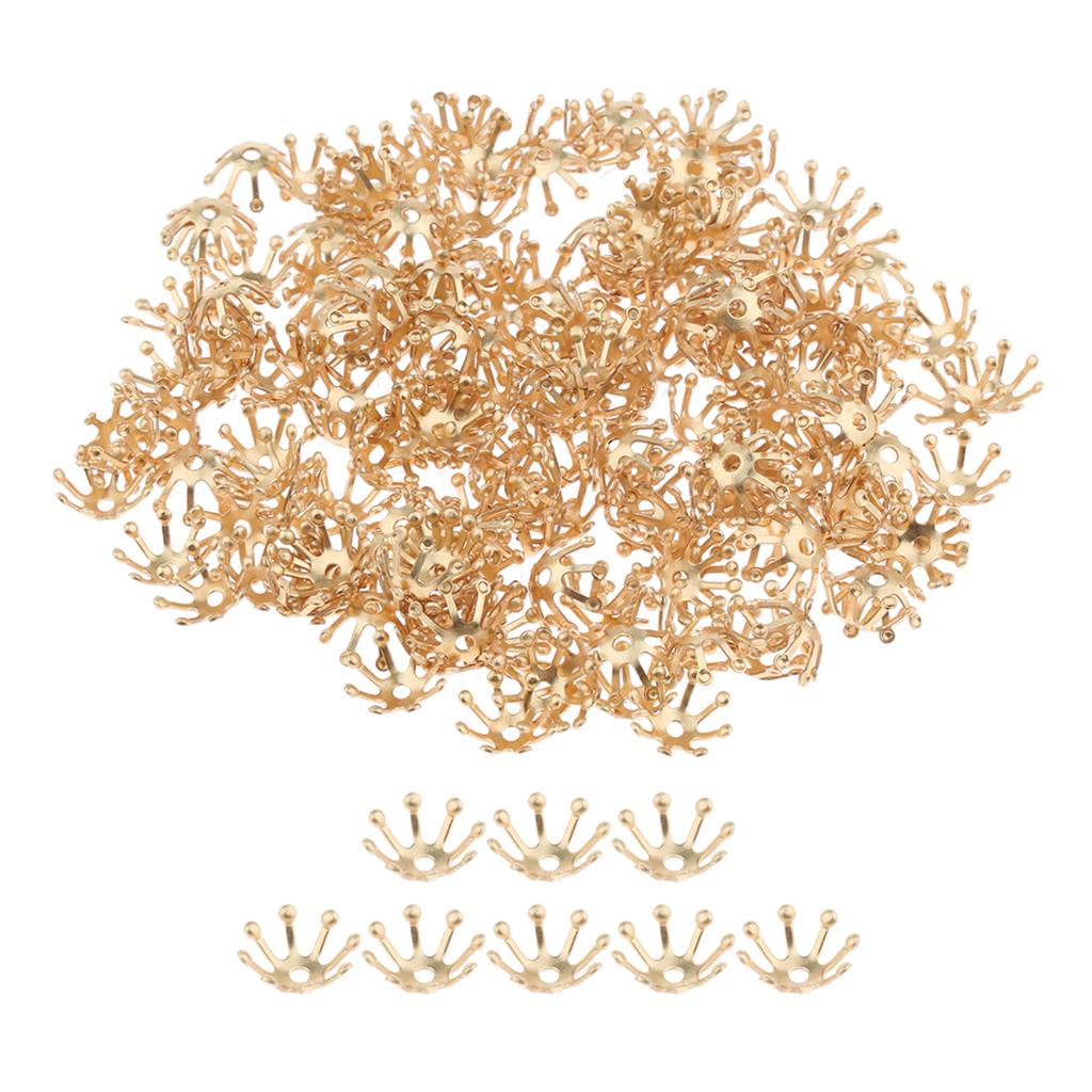 200Pcs 10mm 3D Metal Flower Spacer Bead Caps DIY Jewelry Findings Gold 2
