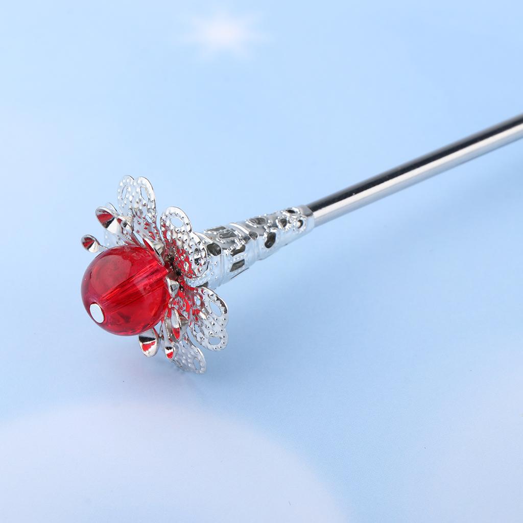 Retro Chinese Petunia Flower Hair Stick Wedding Bridal Chignon Pin Red