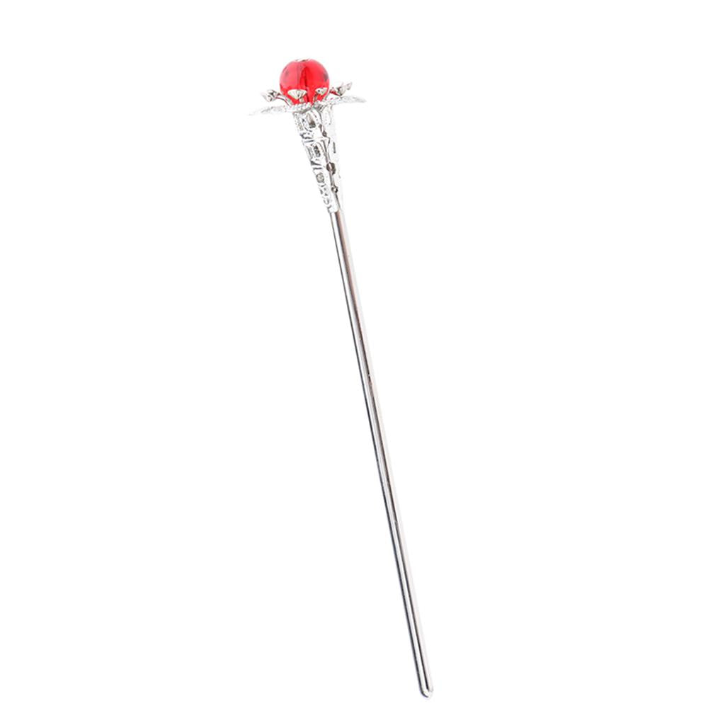 Retro Chinese Petunia Flower Hair Stick Wedding Bridal Chignon Pin Red