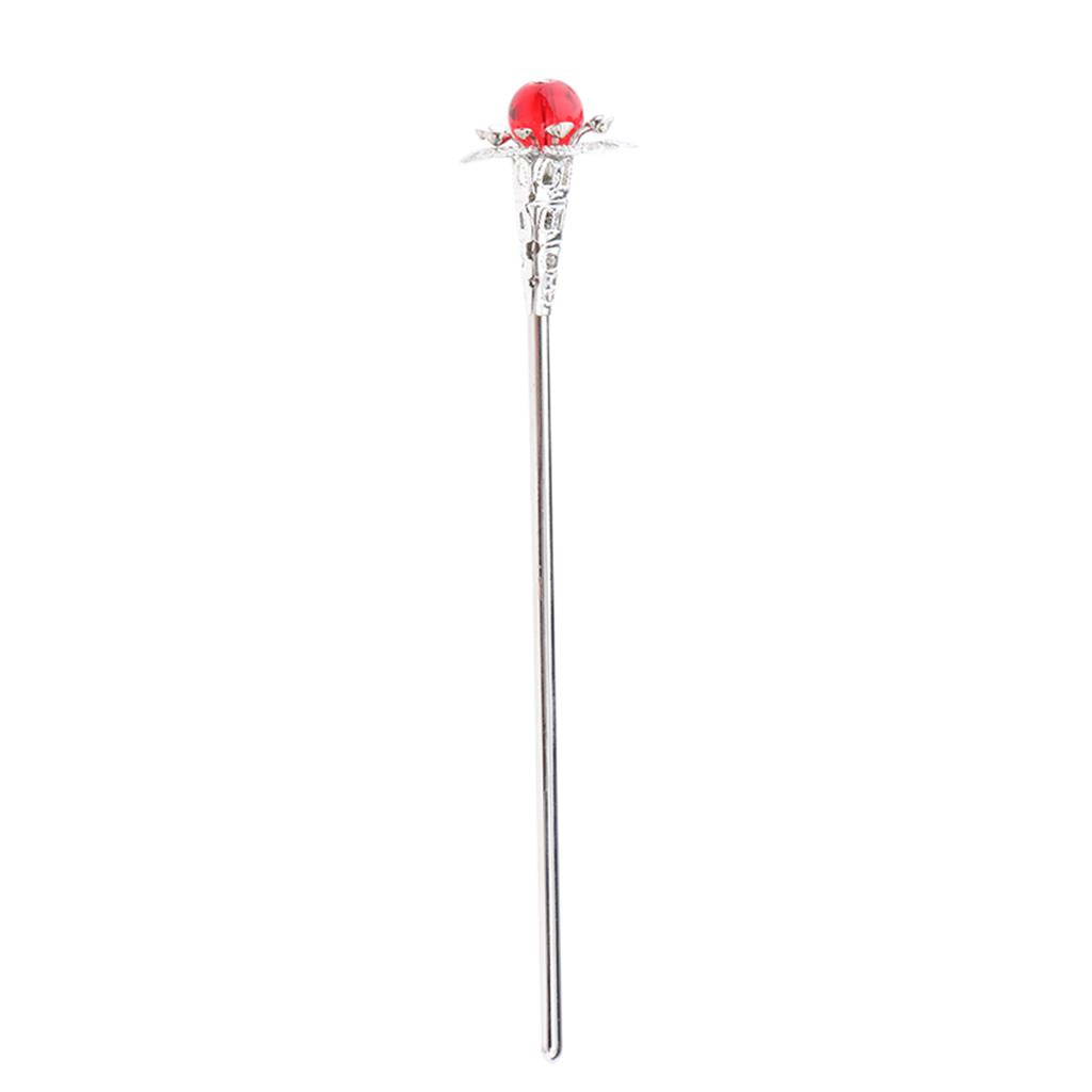 Retro Chinese Petunia Flower Hair Stick Wedding Bridal Chignon Pin Red