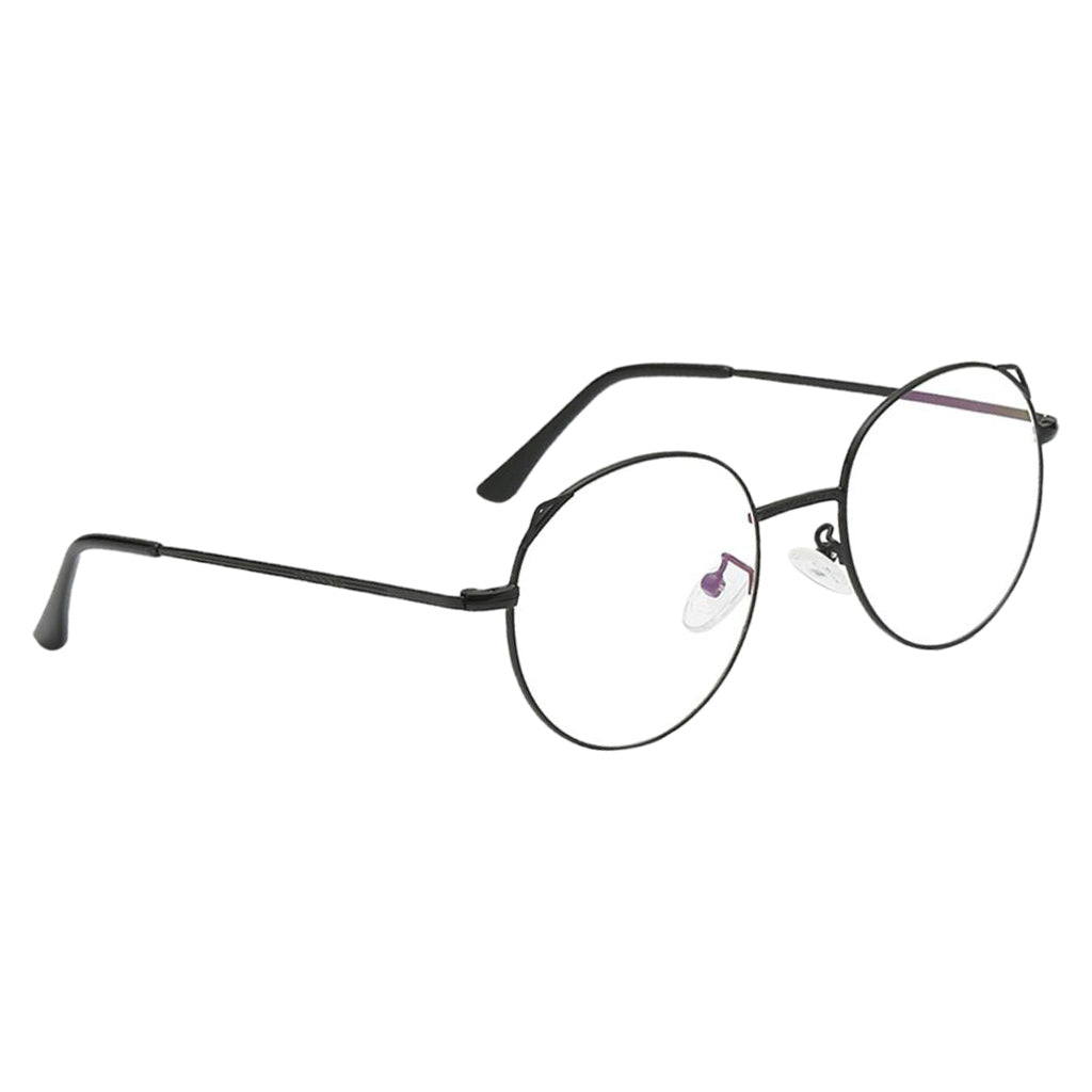 Unisex Retro Round Metal Frame Clear Lens Glasses Eyeglass Black