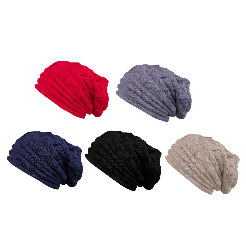 Unisex Winter Knitting Wool Warm Beanie Hat Stretch Cuffed Skull Ski Cap Red