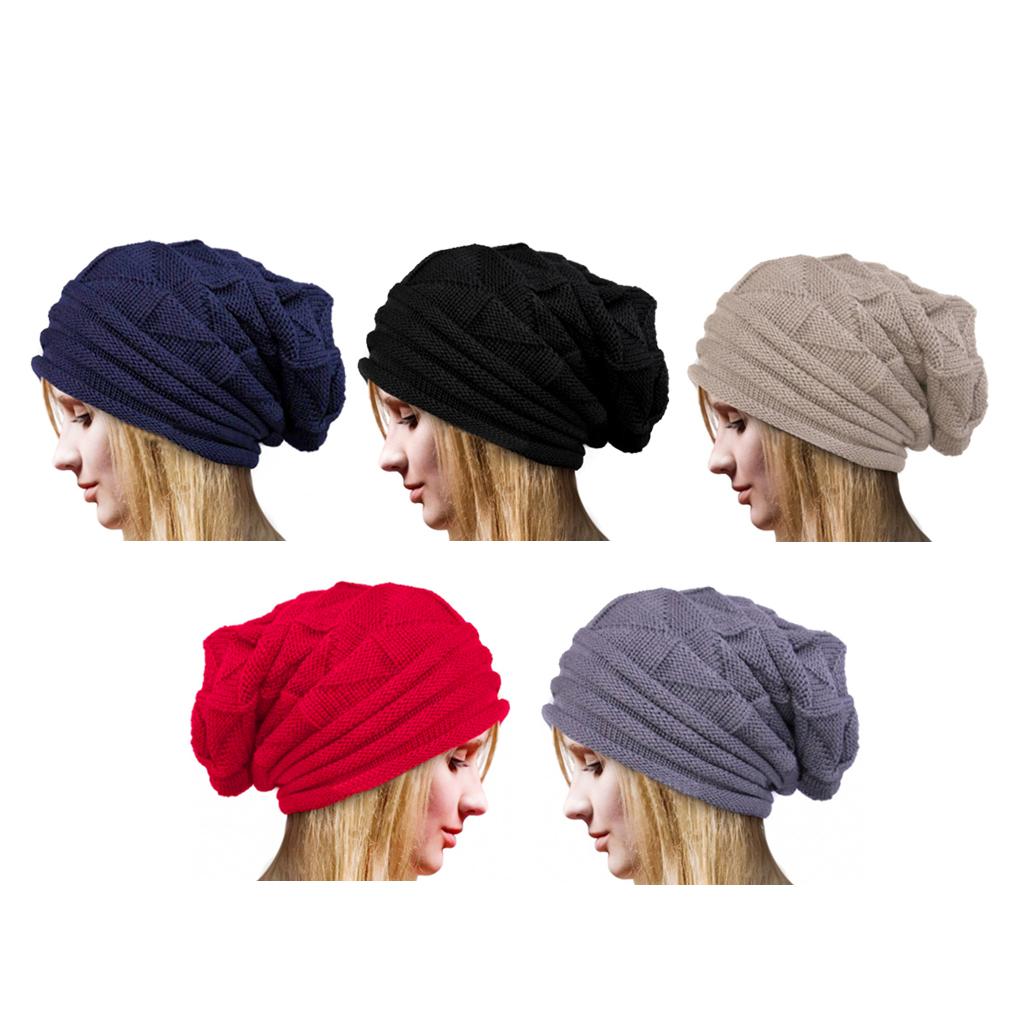 Unisex Winter Knitting Wool Warm Beanie Hat Stretch Cuffed Skull Ski Cap Red