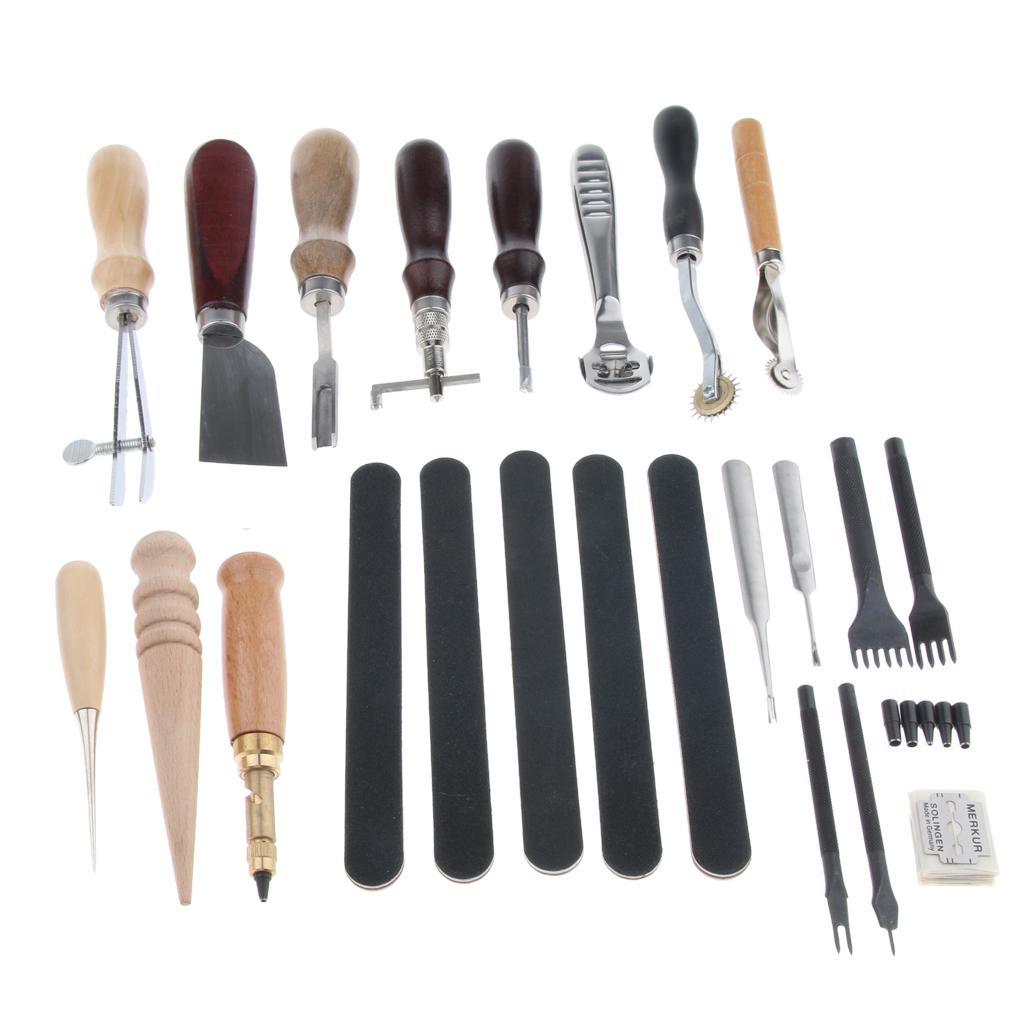 18PCS Leather Craft Tools and Supplies Kit Hand Stitching Sewing Accessory