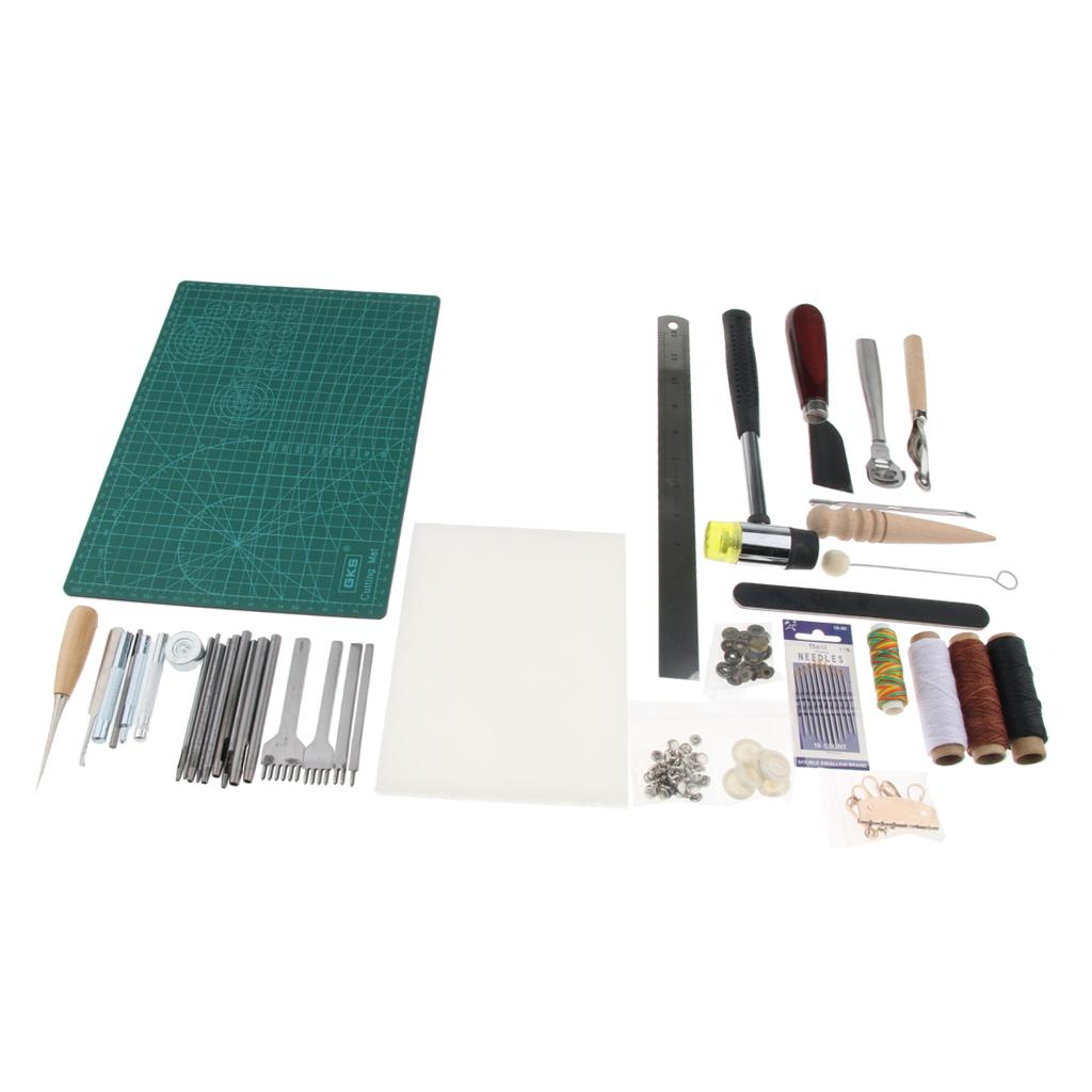 61PCS Leather Craft Tools and Supplies Kit Hand Stitching Sewing Accessory