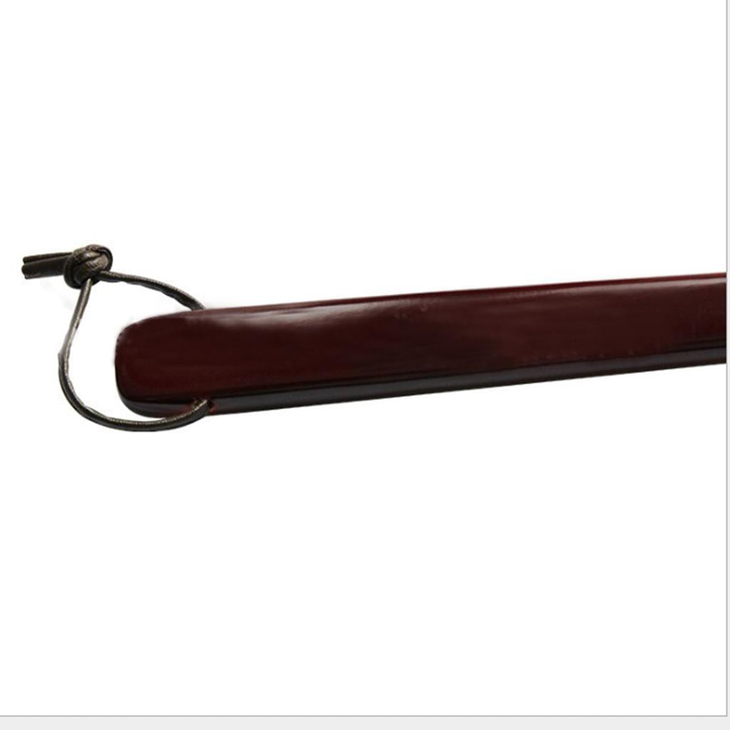 Natural Solid Wooden Long Handle Shoe Horn Lifter Shoe Care Accessory Brown