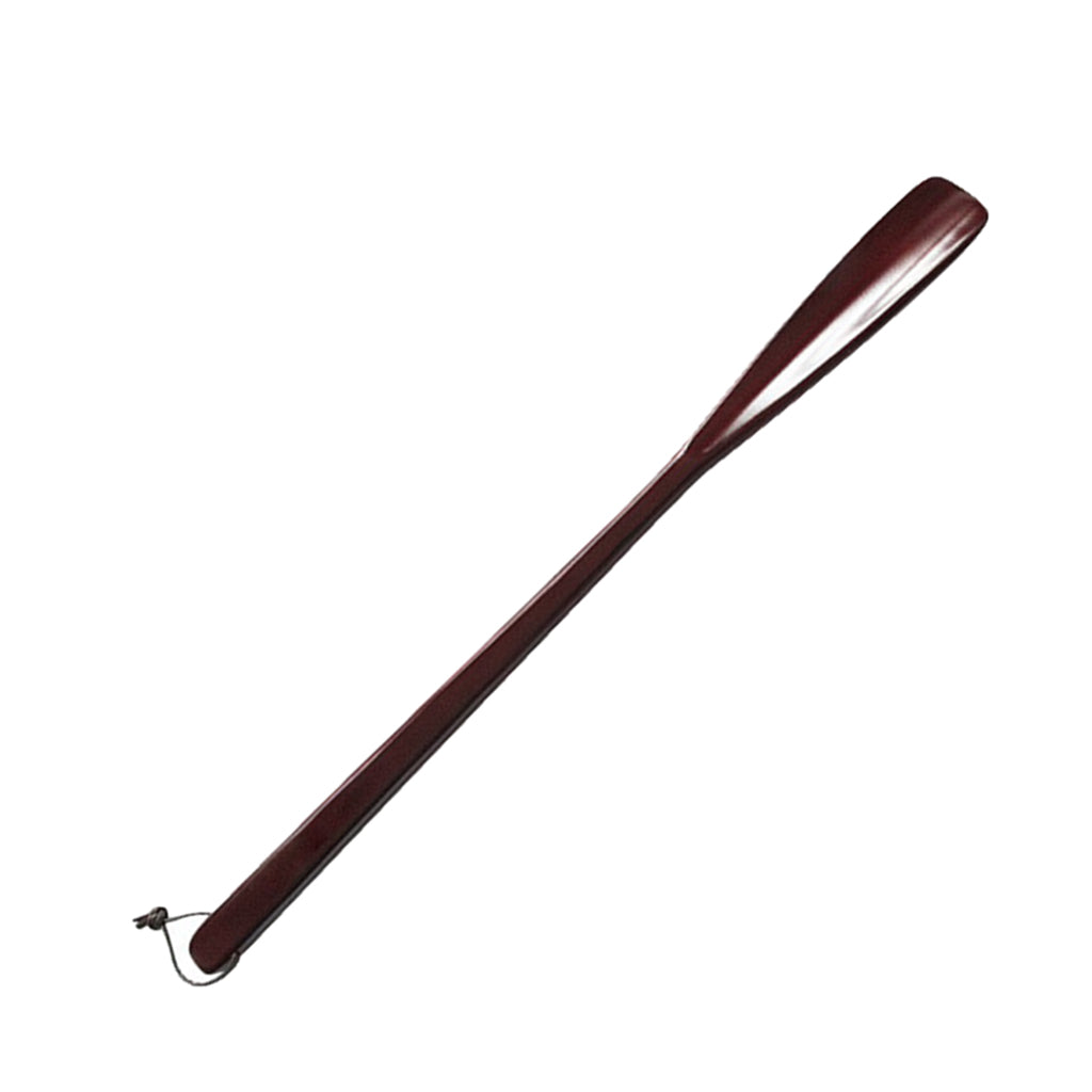 Natural Solid Wooden Long Handle Shoe Horn Lifter Shoe Care Accessory Brown
