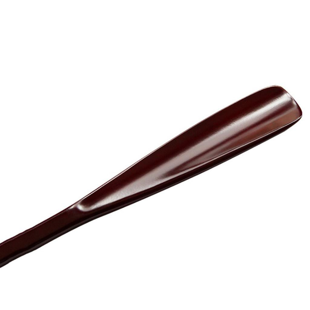 Natural Solid Wooden Long Handle Shoe Horn Lifter Shoe Care Accessory Brown