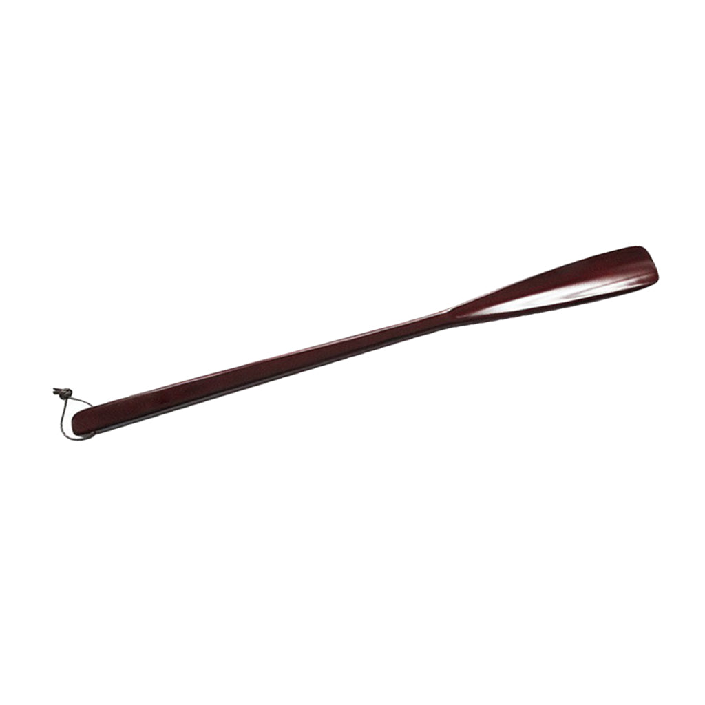 Natural Solid Wooden Long Handle Shoe Horn Lifter Shoe Care Accessory Brown
