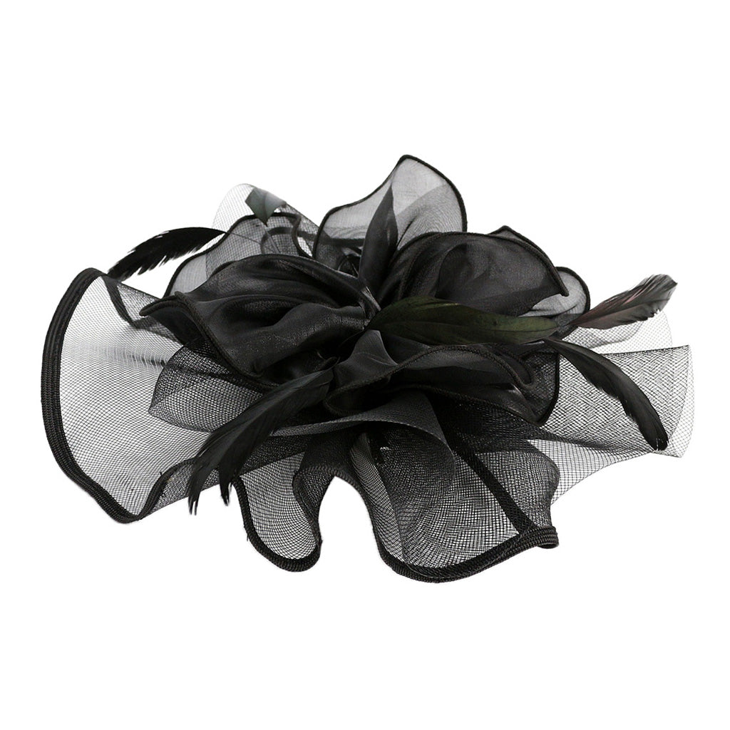 Vintage Ladies Floral Fascinator Headband Hair Clip Derby Hat Black