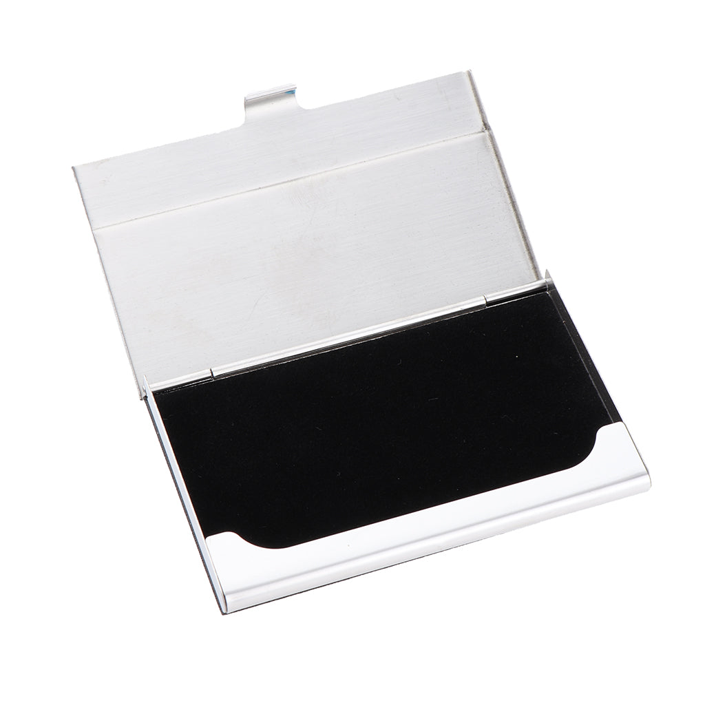 Business Name Card Holder Luxury PU Leather&Stainless Steel Card Case Black