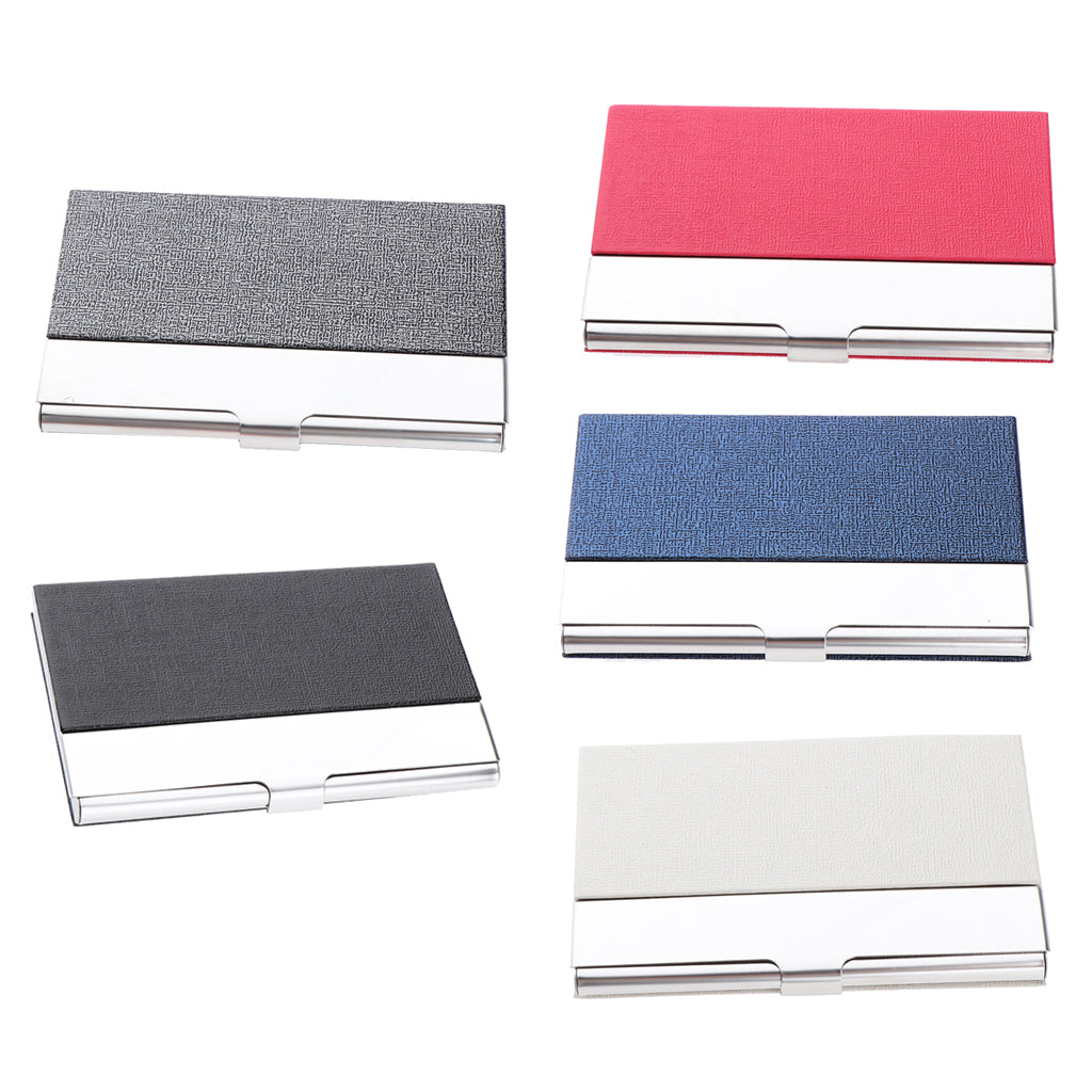 Business Name Card Holder Luxury PU Leather&Stainless Steel Card Case Black