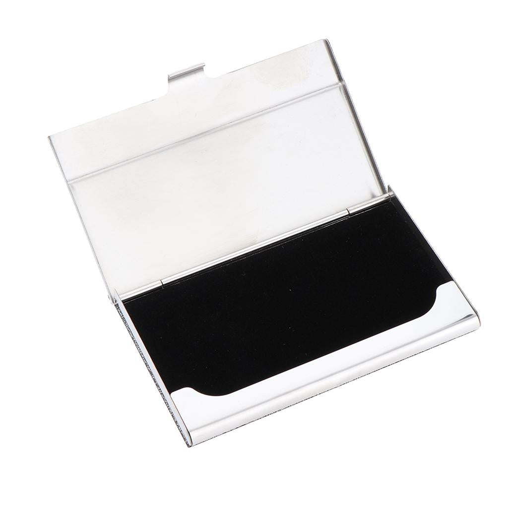 Business Name Card Holder Luxury PU Leather&Stainless Steel Card Case Gray