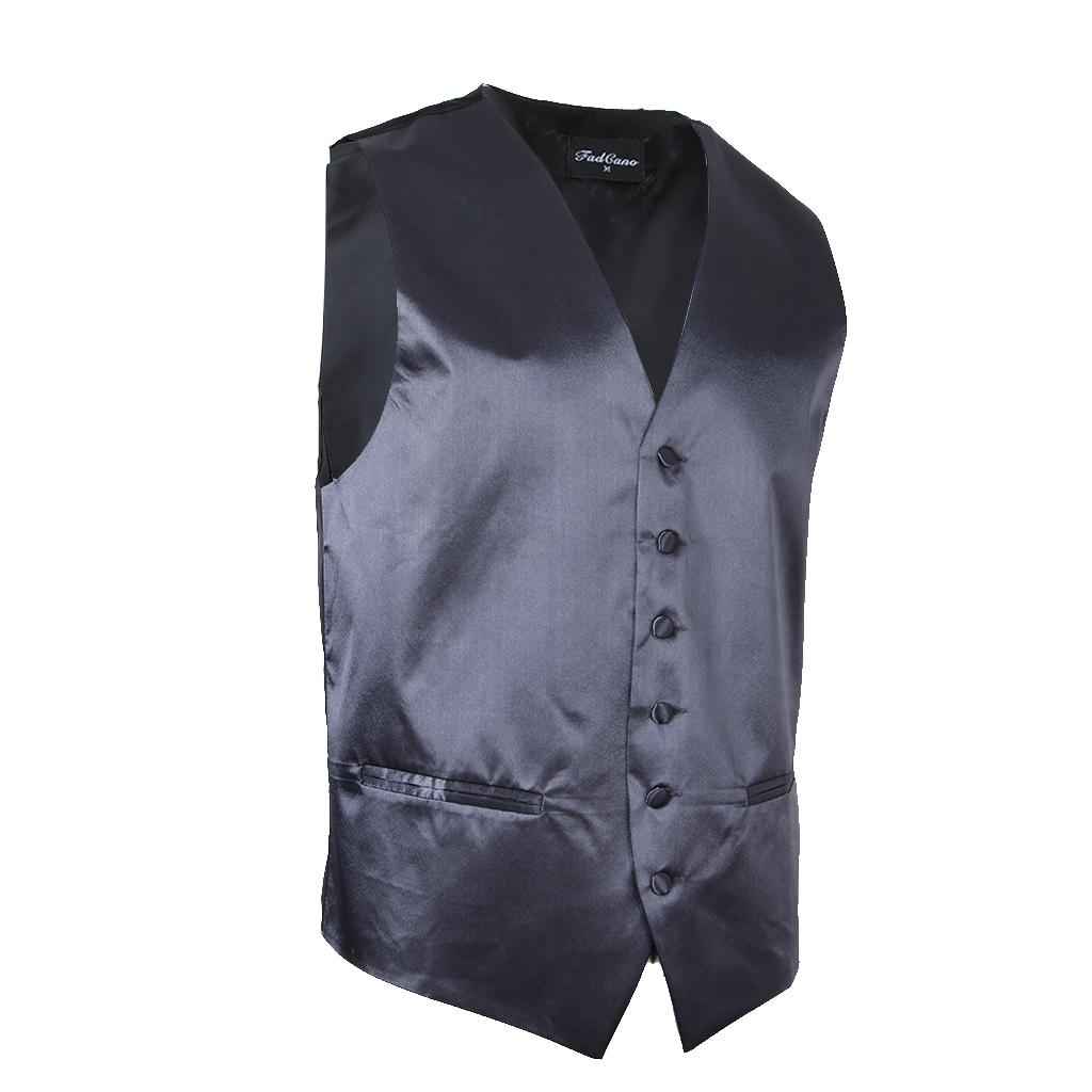Men's Formal Slim Fit Suit Vest Business Solid Tuxedo Waistcoat XL Gray