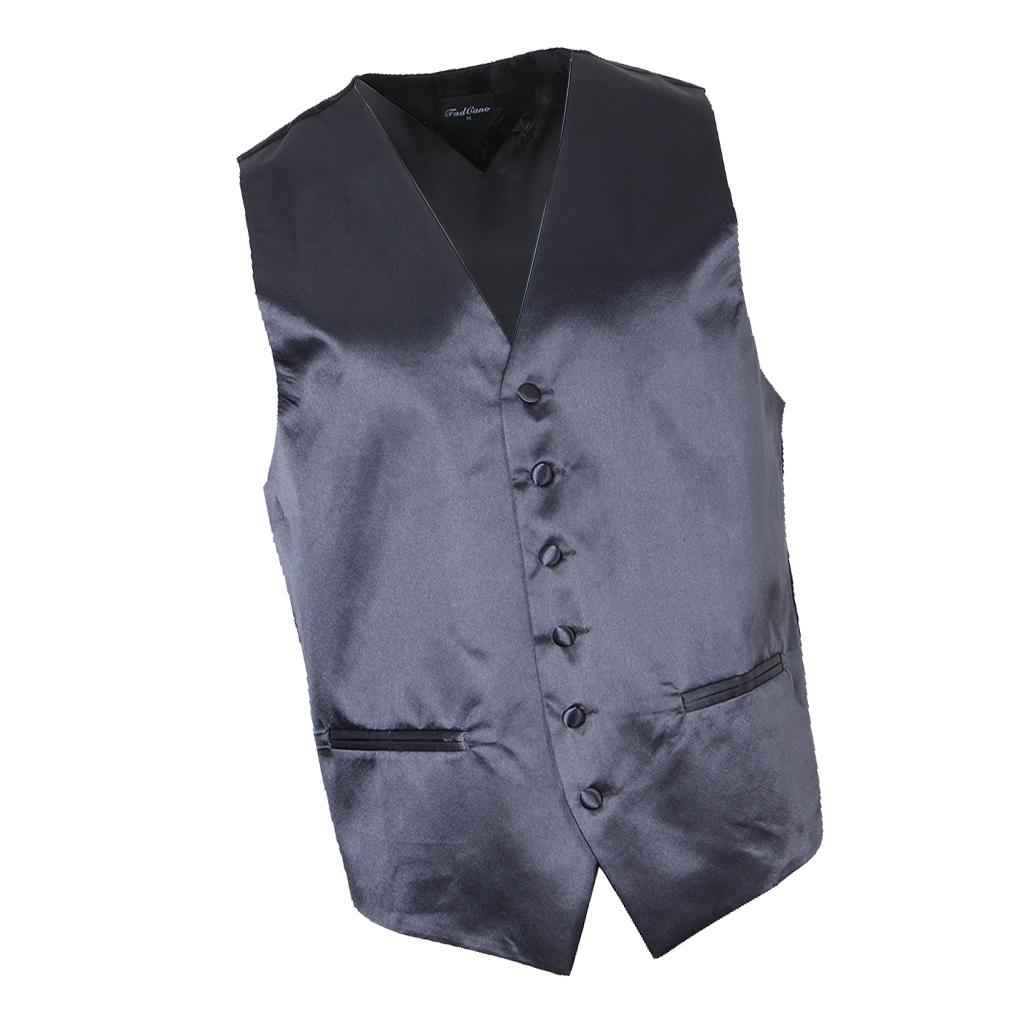 Men's Formal Slim Fit Suit Vest Business Solid Tuxedo Waistcoat XL Gray