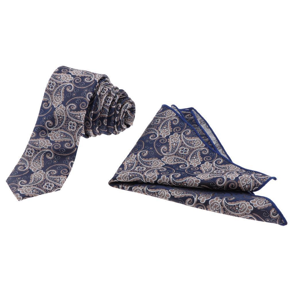 Men's Jacquard Tie Necktie Hanky Handkerchief Set Wedding Business Neckwear 8