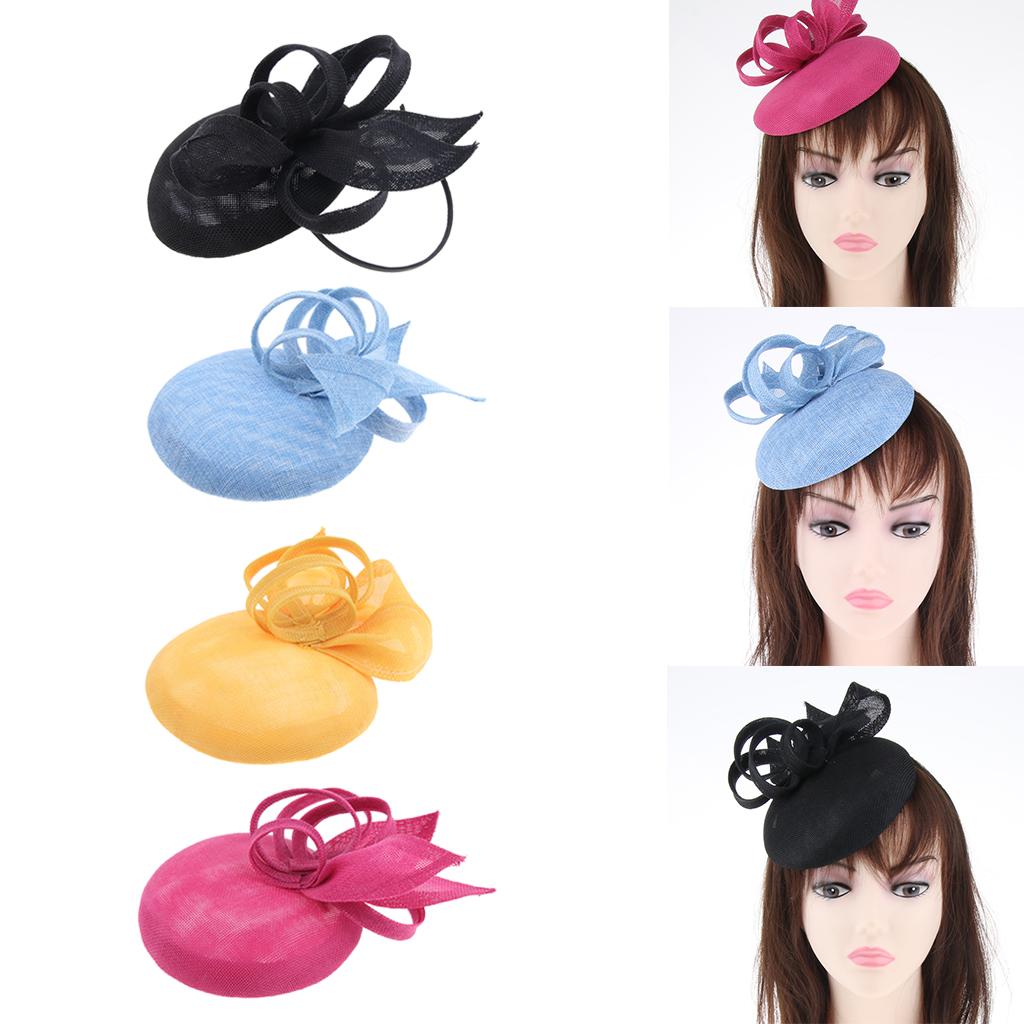 Sinamay Fascinator Hat Feather Party Pillbox Hat Flower Derby Hat for Women Black