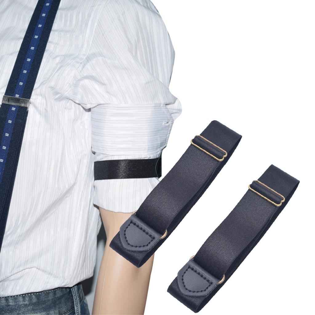 Adjustable Anti Slip Elastic Shirt Sleeves Holder Armband Garter Band Black