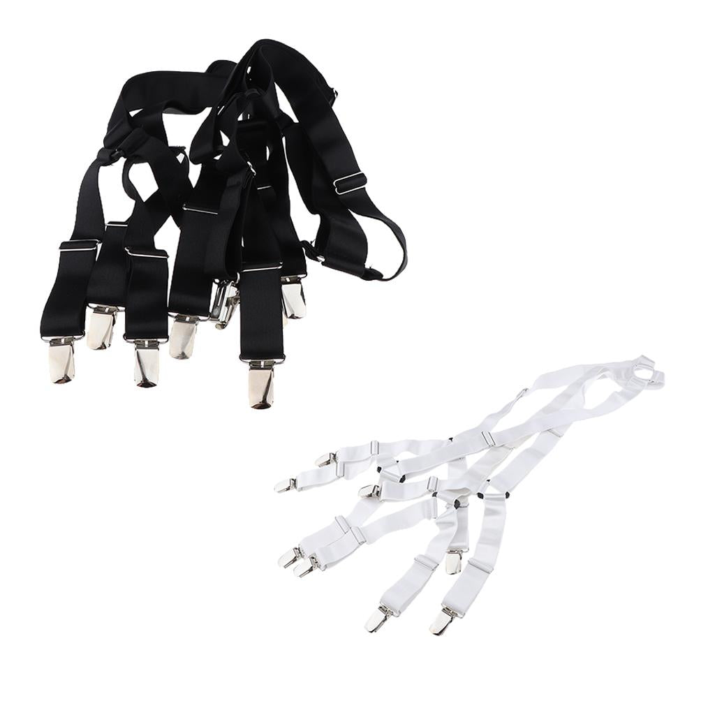 Sheet Bed Suspenders Adjustable Crisscross Sheet Band Straps Grippers Black
