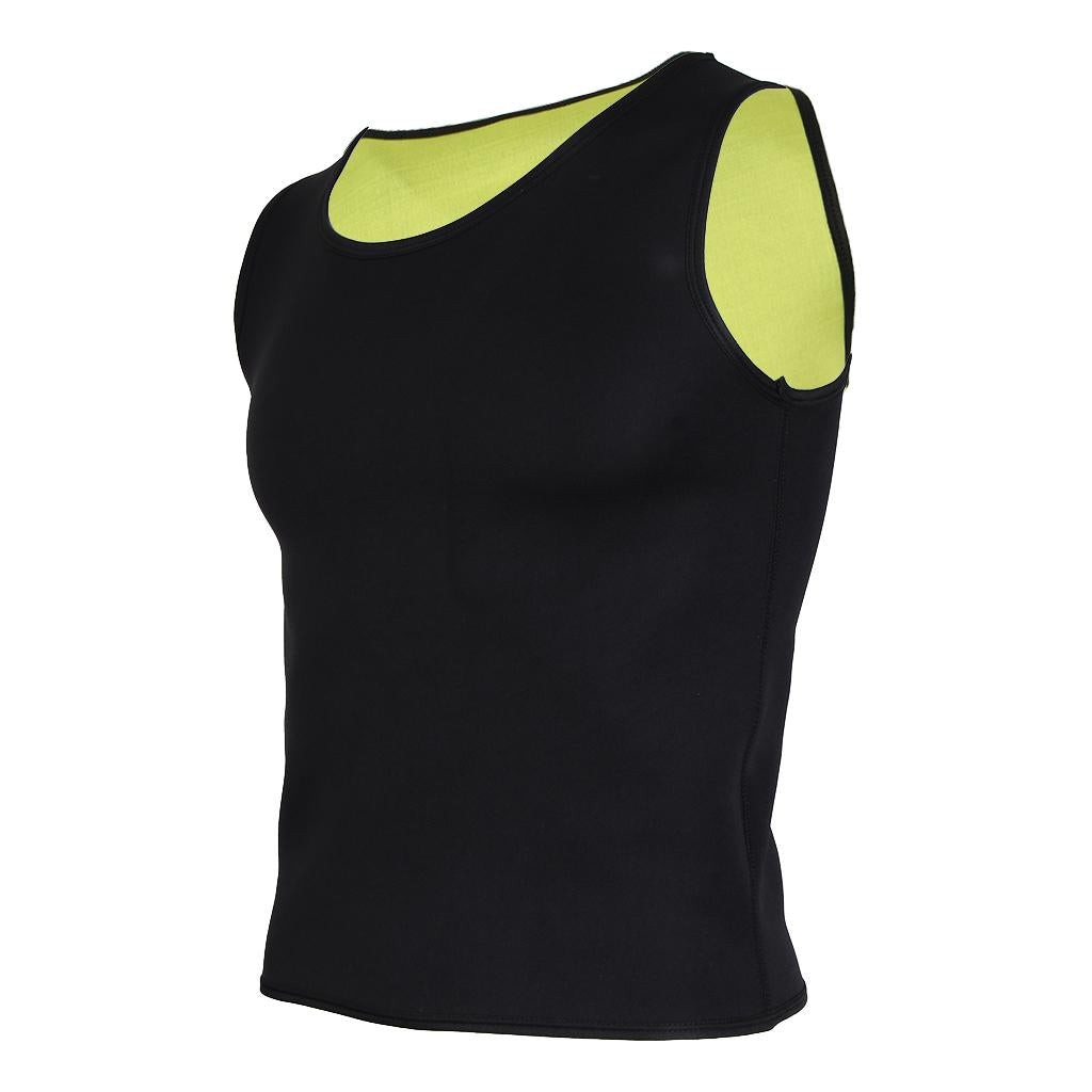 Men Sauna Sweat Vest Weightloss Shapewear Neoprene Tank Top XL Black Yellow