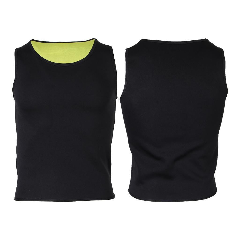 Men Sauna Sweat Vest Weightloss Shapewear Neoprene Tank Top XL Black Yellow