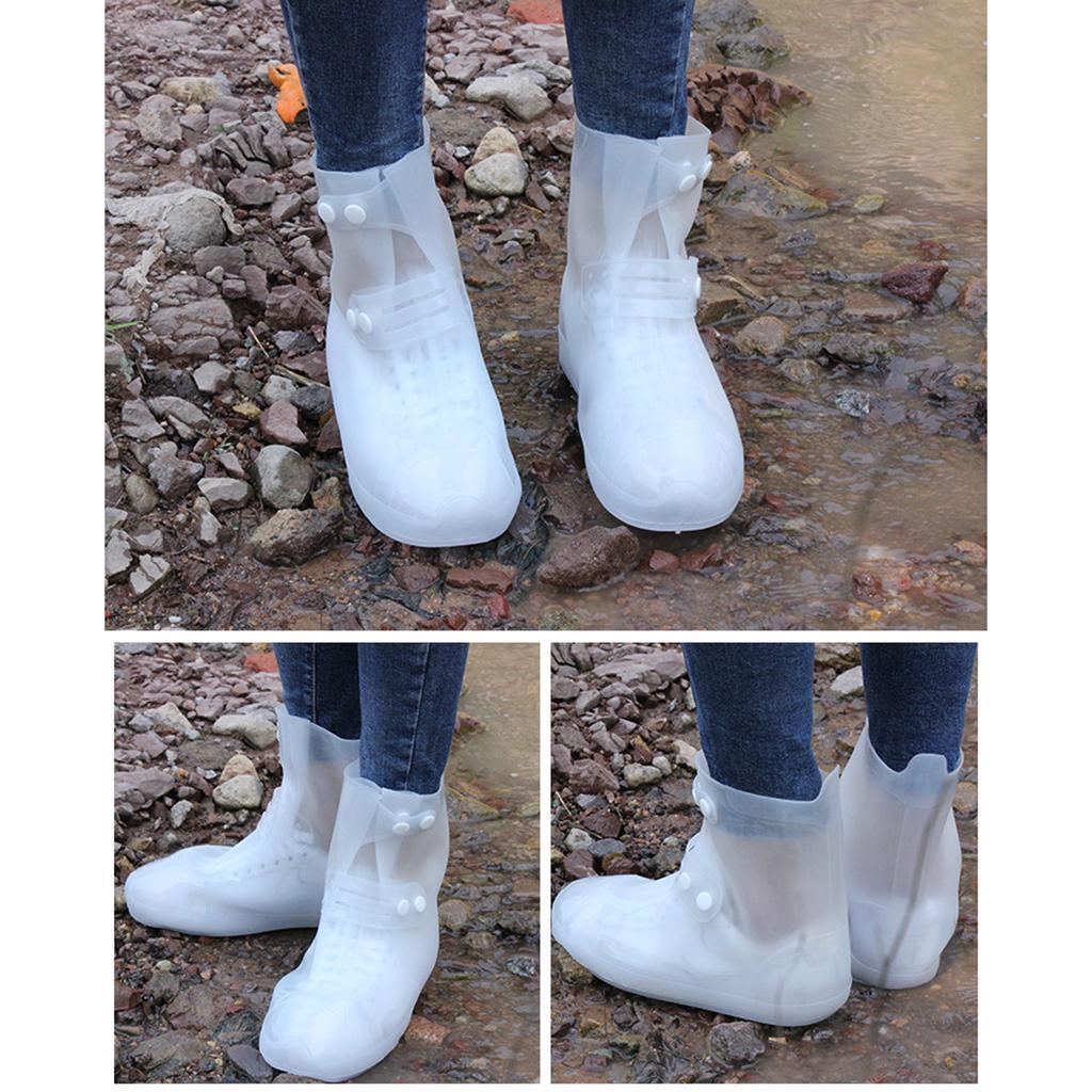 Waterproof Rain Snow Shoe Covers Foldable Thicken Sole Overshoes White XXL