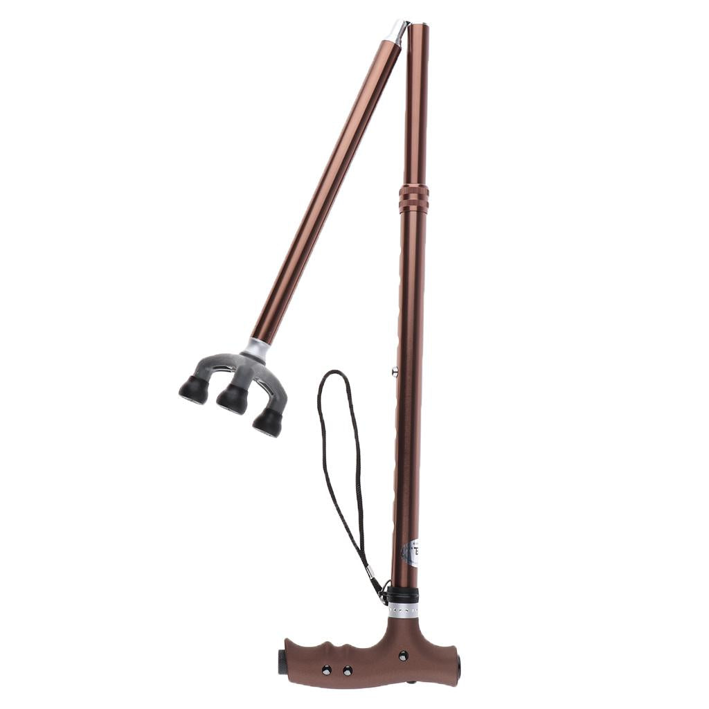 LED Folding Cane Lightweight Aluminum Nonslip Walking Aid Handle Gift Bronze