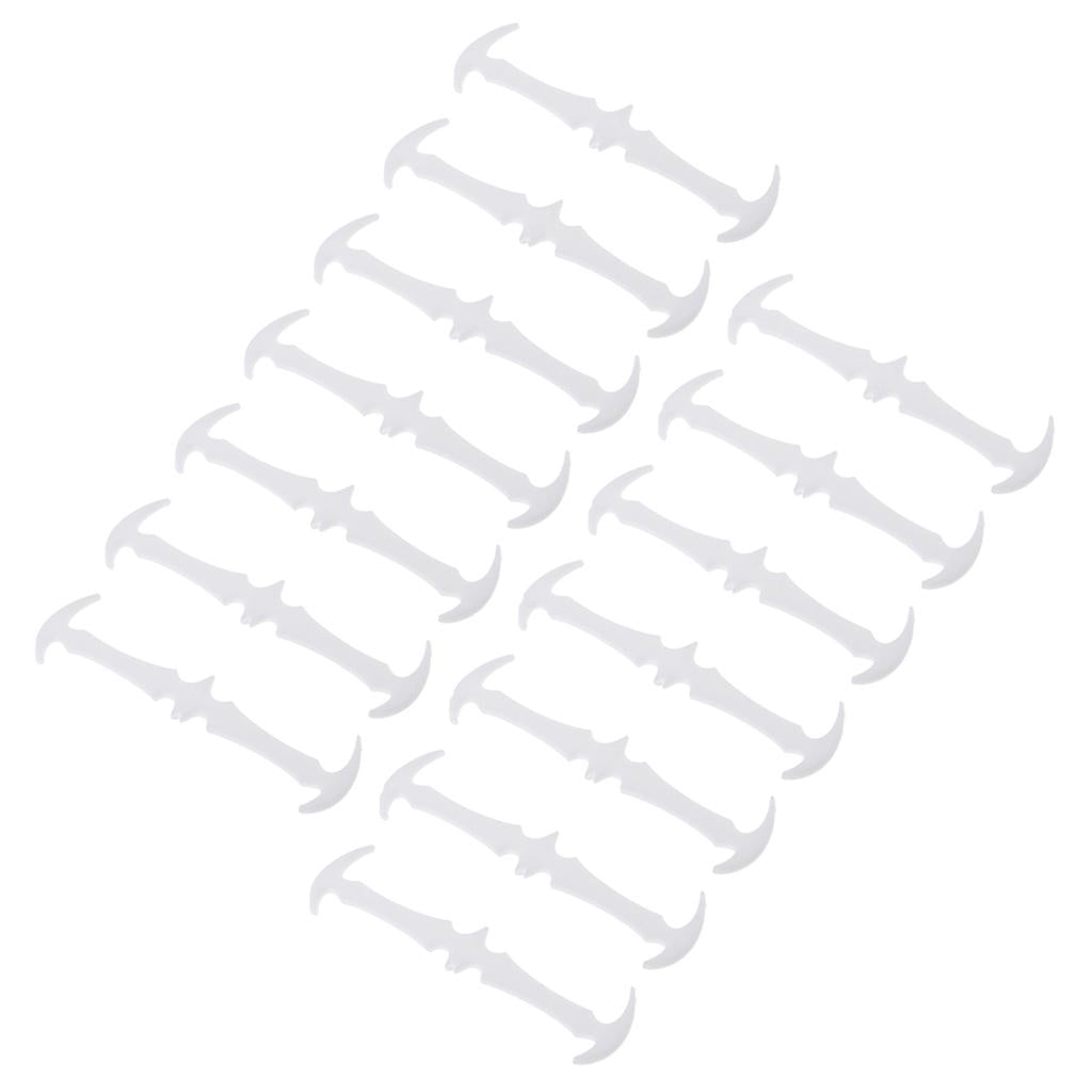 16 Pieces/set Bat No Tie Shoelaces Elastic Silicone Sneaker Laces White