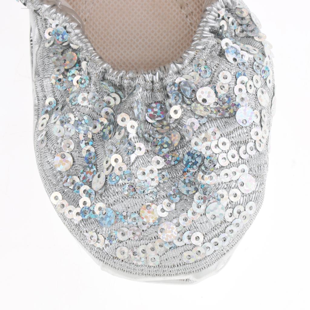 Women Girl Belly Dance Shoes Non-slip Soft Soles Performance Shoes L Silver