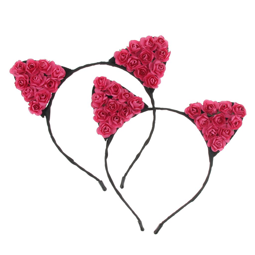 Paper Flower Cat Ears Party Women Girls Kids Headband Fancy Dress Rose